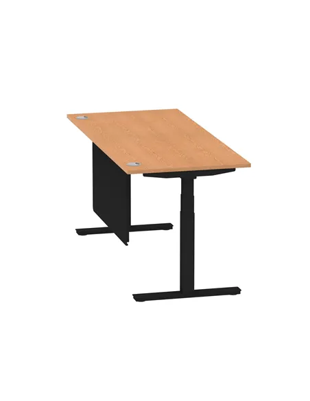 Dynamic Air Modesty 1800 x 800mm Height Adjustable Office Desk Oak Top Cable Ports Modesty Panel HA01464