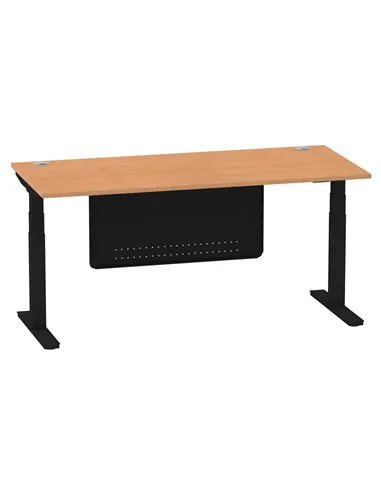 Dynamic Air Modesty 1800 x 800mm Height Adjustable Office Desk Oak Top Cable Ports Modesty Panel HA01464