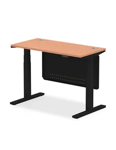 Dynamic Air Modesty 1200 x 600mm Height Adjustable Office Desk Beech Top Cable Ports Modesty Panel HA01465