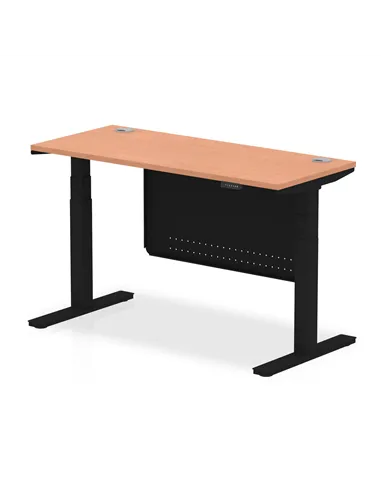 Dynamic Air Modesty 1400 x 600mm Height Adjustable Office Desk Beech Top Cable Ports Modesty Panel HA01466