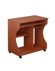 HOMCOM Multi-Storage Compact Work Desk, with Wheels - Cherry Wood Colour