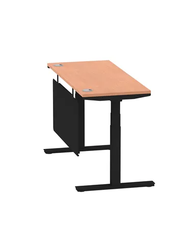 Dynamic Air Modesty 1400 x 600mm Height Adjustable Office Desk Beech Top Cable Ports Modesty Panel HA01466