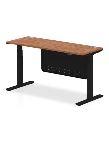 Dynamic Air Modesty 1600 x 600mm Height Adjustable Office Desk Walnut Top Cable Ports Modesty Panel HA01471
