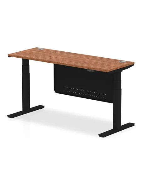Dynamic Air Modesty 1600 x 600mm Height Adjustable Office Desk Walnut Top Cable Ports Modesty Panel HA01471