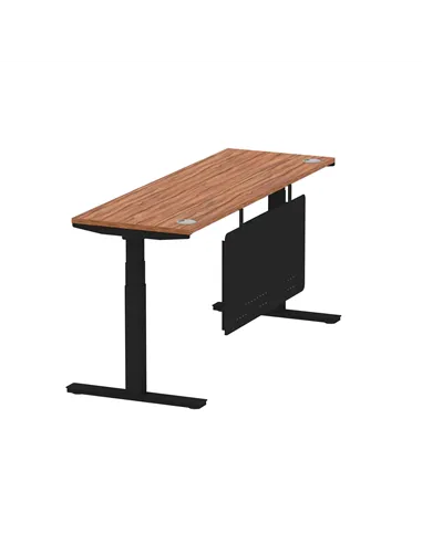 Dynamic Air Modesty 1800 x 600mm Height Adjustable Office Desk Walnut Top Cable Ports Modesty Panel HA01472