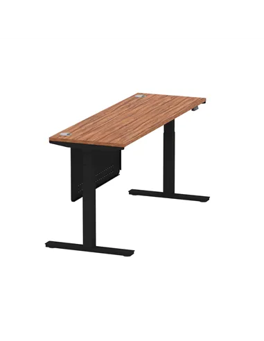 Dynamic Air Modesty 1800 x 600mm Height Adjustable Office Desk Walnut Top Cable Ports Modesty Panel HA01472
