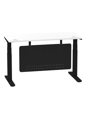 Dynamic Air Modesty 1400 x 600mm Height Adjustable Office Desk White Top Cable Ports Modesty Panel HA01474