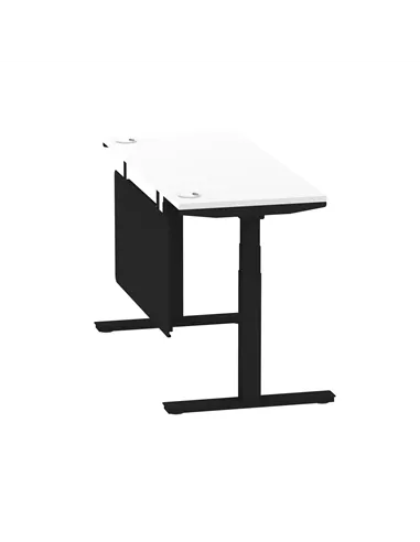 Dynamic Air Modesty 1400 x 600mm Height Adjustable Office Desk White Top Cable Ports Modesty Panel HA01474