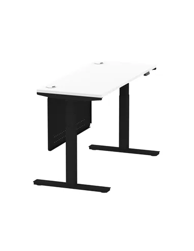 Dynamic Air Modesty 1400 x 600mm Height Adjustable Office Desk White Top Cable Ports Modesty Panel HA01474