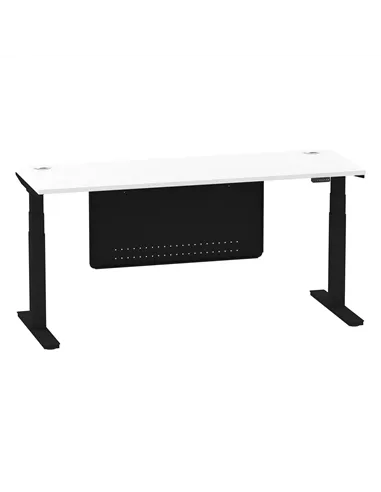 Dynamic Air Modesty 1800 x 600mm Height Adjustable Office Desk White Top Cable Ports Modesty Panel HA01476