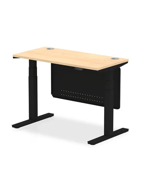 Dynamic Air Modesty 1200 x 600mm Height Adjustable Office Desk Maple Top Cable Ports Modesty Panel HA01477