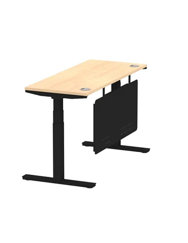Dynamic Air Modesty 1400 x 600mm Height Adjustable Office Desk Maple Top Cable Ports Modesty Panel HA01478