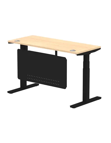 Dynamic Air Modesty 1400 x 600mm Height Adjustable Office Desk Maple Top Cable Ports Modesty Panel HA01478
