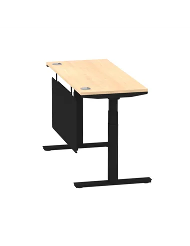 Dynamic Air Modesty 1400 x 600mm Height Adjustable Office Desk Maple Top Cable Ports Modesty Panel HA01478