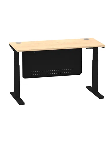 Dynamic Air Modesty 1400 x 600mm Height Adjustable Office Desk Maple Top Cable Ports Modesty Panel HA01478