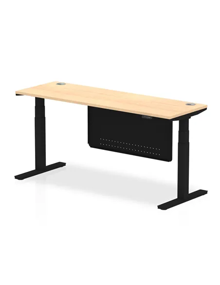 Dynamic Air Modesty 1800 x 600mm Height Adjustable Office Desk Maple Top Cable Ports Modesty Panel HA01480