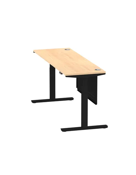 Dynamic Air Modesty 1800 x 600mm Height Adjustable Office Desk Maple Top Cable Ports Modesty Panel HA01480