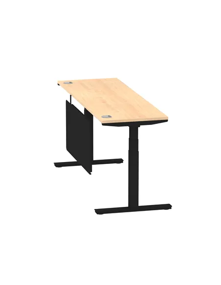 Dynamic Air Modesty 1800 x 600mm Height Adjustable Office Desk Maple Top Cable Ports Modesty Panel HA01480