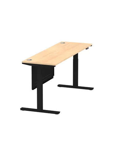 Dynamic Air Modesty 1800 x 600mm Height Adjustable Office Desk Maple Top Cable Ports Modesty Panel HA01480