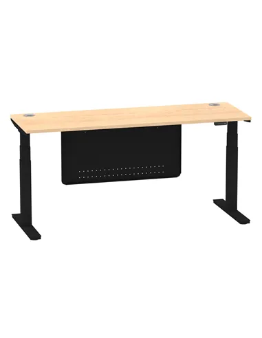 Dynamic Air Modesty 1800 x 600mm Height Adjustable Office Desk Maple Top Cable Ports Modesty Panel HA01480