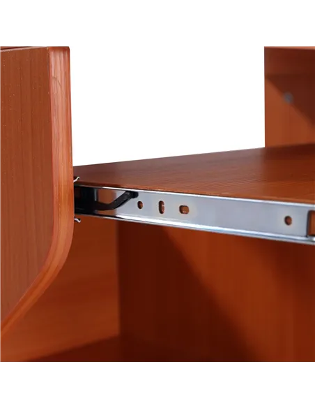 HOMCOM Multi-Storage Compact Work Desk, with Wheels - Cherry Wood Colour