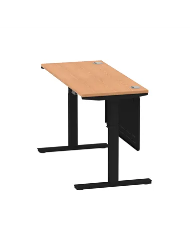 Dynamic Air Modesty 1400 x 600mm Height Adjustable Office Desk Oak Top Cable Ports Modesty Panel HA01482