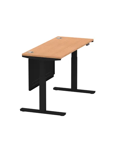 Dynamic Air Modesty 1400 x 600mm Height Adjustable Office Desk Oak Top Cable Ports Modesty Panel HA01482