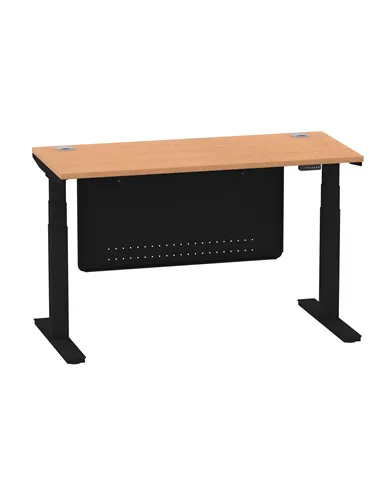 Dynamic Air Modesty 1400 x 600mm Height Adjustable Office Desk Oak Top Cable Ports Modesty Panel HA01482