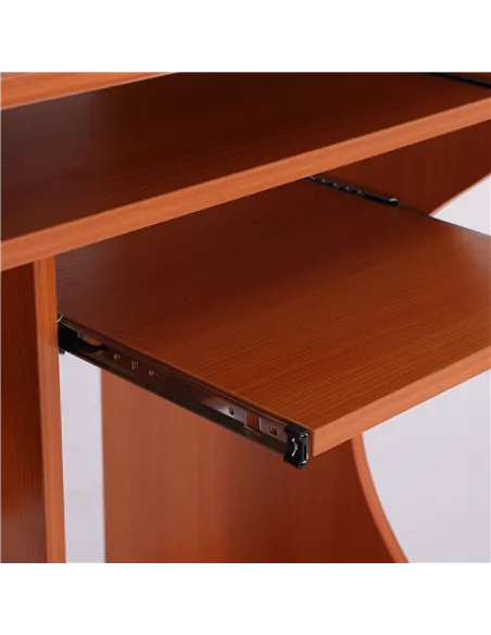 HOMCOM Multi-Storage Compact Work Desk, with Wheels - Cherry Wood Colour