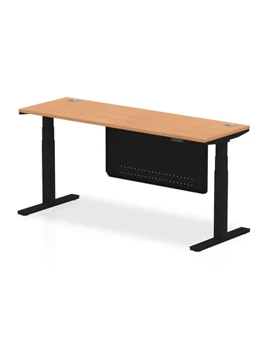 Dynamic Air Modesty 1800 x 600mm Height Adjustable Office Desk Oak Top Cable Ports Modesty Panel HA01484