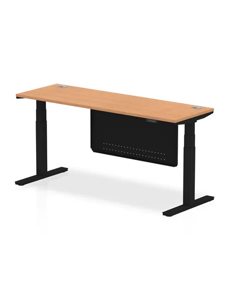 Dynamic Air Modesty 1800 x 600mm Height Adjustable Office Desk Oak Top Cable Ports Modesty Panel HA01484
