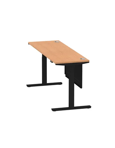 Dynamic Air Modesty 1800 x 600mm Height Adjustable Office Desk Oak Top Cable Ports Modesty Panel HA01484