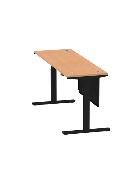 Dynamic Air Modesty 1800 x 600mm Height Adjustable Office Desk Oak Top Cable Ports Modesty Panel HA01484
