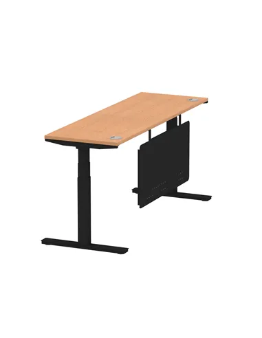 Dynamic Air Modesty 1800 x 600mm Height Adjustable Office Desk Oak Top Cable Ports Modesty Panel HA01484