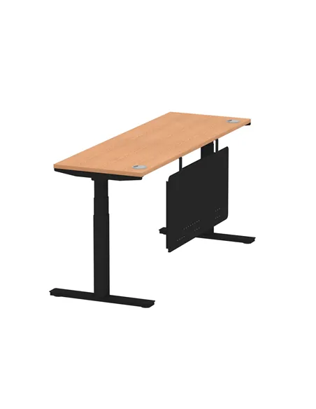 Dynamic Air Modesty 1800 x 600mm Height Adjustable Office Desk Oak Top Cable Ports Modesty Panel HA01484
