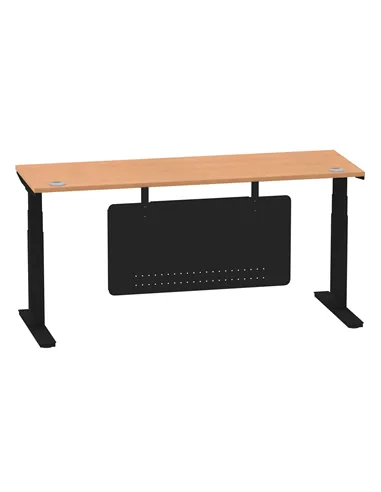 Dynamic Air Modesty 1800 x 600mm Height Adjustable Office Desk Oak Top Cable Ports Modesty Panel HA01484