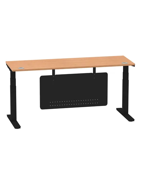 Dynamic Air Modesty 1800 x 600mm Height Adjustable Office Desk Oak Top Cable Ports Modesty Panel HA01484