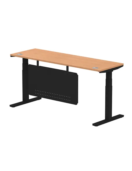 Dynamic Air Modesty 1800 x 600mm Height Adjustable Office Desk Oak Top Cable Ports Modesty Panel HA01484