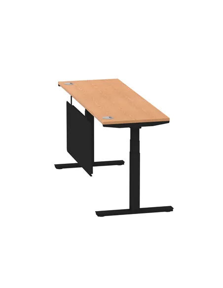 Dynamic Air Modesty 1800 x 600mm Height Adjustable Office Desk Oak Top Cable Ports Modesty Panel HA01484