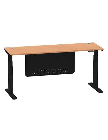 Dynamic Air Modesty 1800 x 600mm Height Adjustable Office Desk Oak Top Cable Ports Modesty Panel HA01484