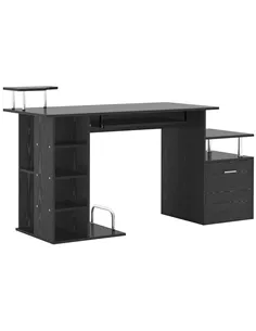 HOMCOM Computer Desk PC Workstation with Drawer Shelves CPU Storage Rack Home Office Furniture 152 x 60 x 88cm (BLACK)