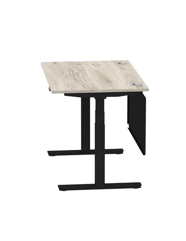 Dynamic Air Modesty 1200 x 800mm Height Adjustable Office Desk Grey Oak Top Cable Ports Modesty Panel HA01489