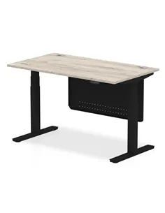 Dynamic Air Modesty 1400 x 800mm Height Adjustable Office Desk Grey Oak Top Cable Ports Modesty Panel HA01490