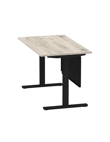 Dynamic Air Modesty 1400 x 800mm Height Adjustable Office Desk Grey Oak Top Cable Ports Modesty Panel HA01490