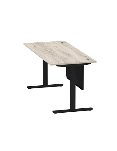 Dynamic Air Modesty 1800 x 800mm Height Adjustable Office Desk Grey Oak Top Cable Ports Modesty Panel HA01492