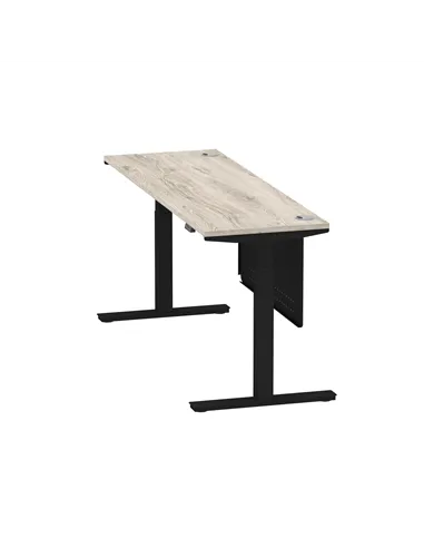 Dynamic Air Modesty 1800 x 600mm Height Adjustable Office Desk Grey Oak Top Cable Ports Modesty Panel HA01496
