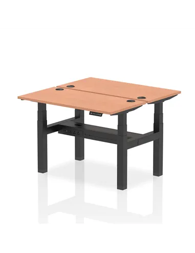 Dynamic Air 1200 x 600mm Height Adjustable 2 Person Bench Desk Beech Top Cable Ports HA01530