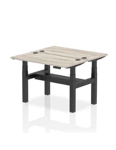 Dynamic Air 1200 x 600mm Height Adjustable 2 Person Bench Desk Grey Oak Top Cable Ports HA01536