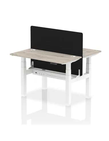 Dynamic Air 1200 x 600mm Height Adjustable 2 Person Bench Desk Grey Oak Top Cable Ports Screen HA01541