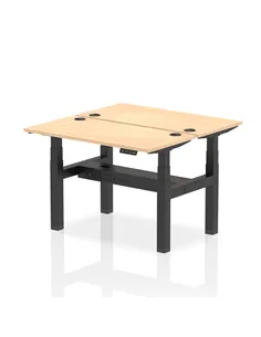 Dynamic Air 1200 x 600mm Height Adjustable 2 Person Bench Desk Maple Top Cable Ports HA01542